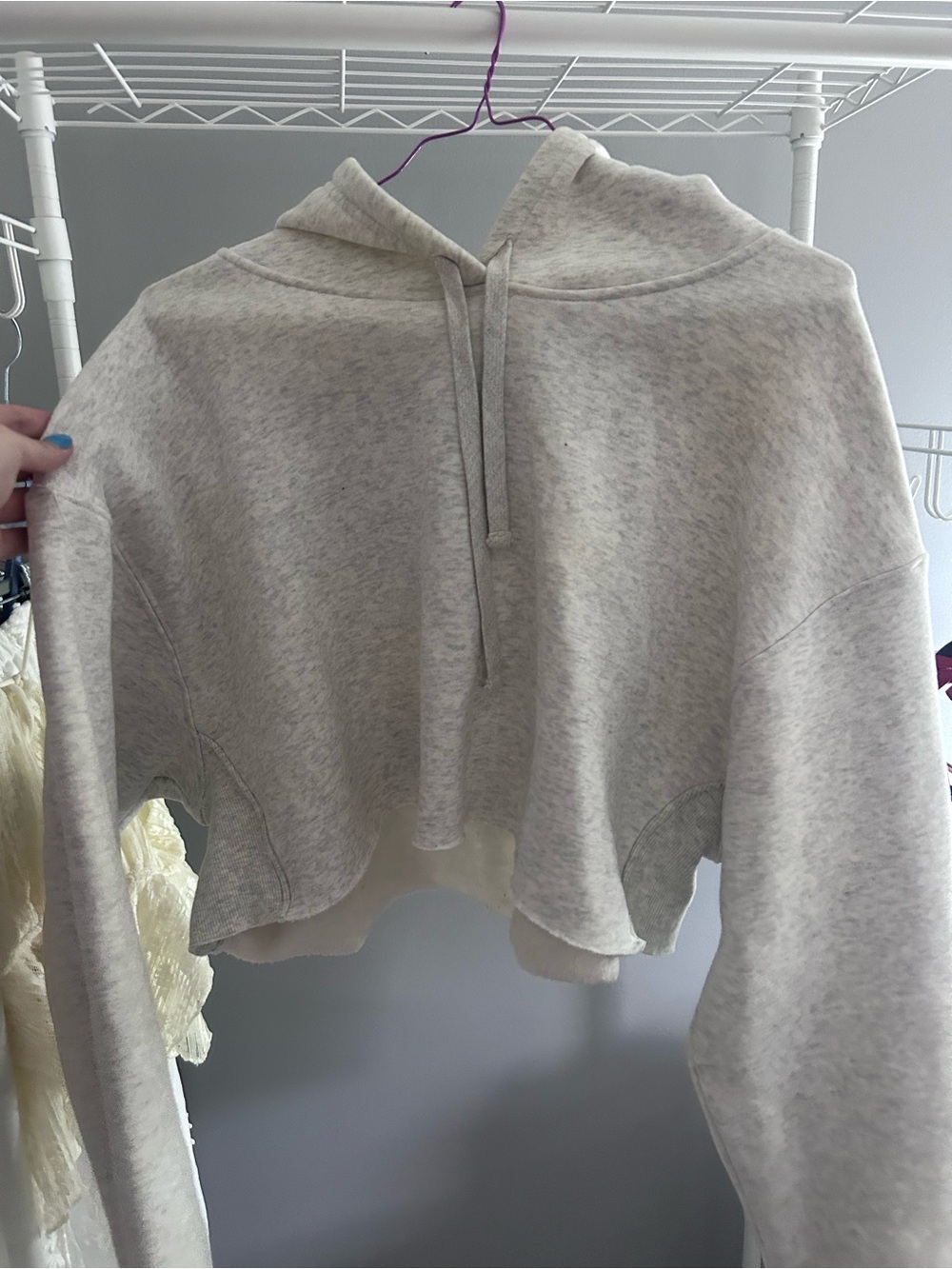 Cropped Light Heather Gray Hoodie for Women